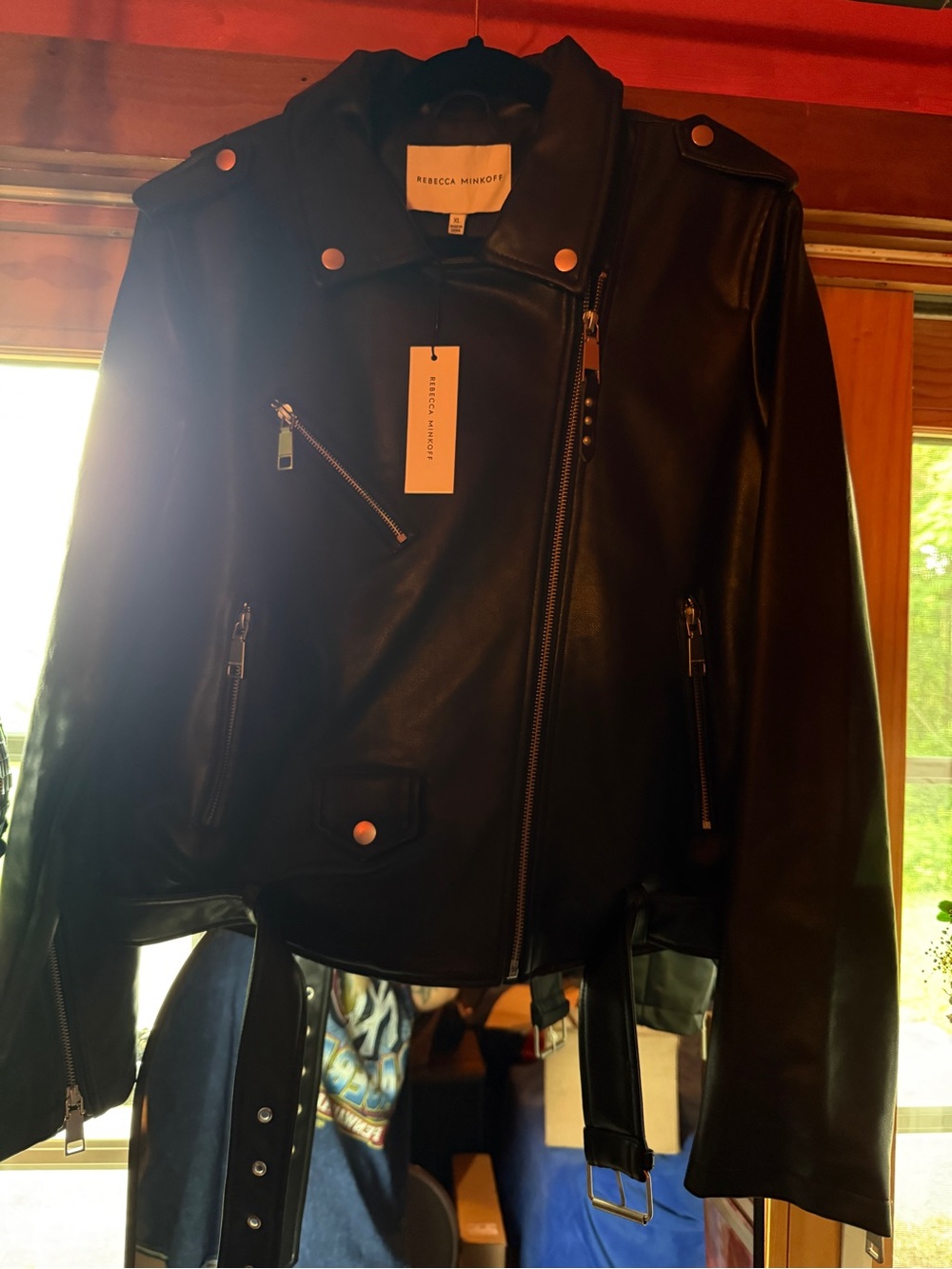 Rebecca Minkoff Black Faux Leather Moto Jacket